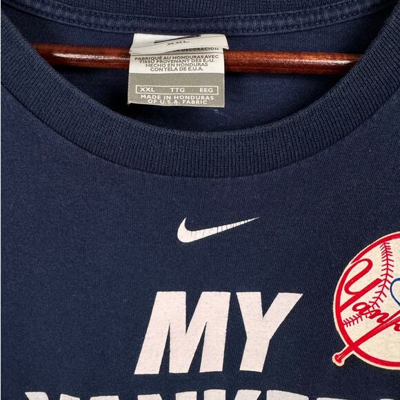 VTG Y2K Nike New York Yankees T Shirt Sz XXL Blue MLB Baseball Boston Butt 2006 - Picture 9 of 10